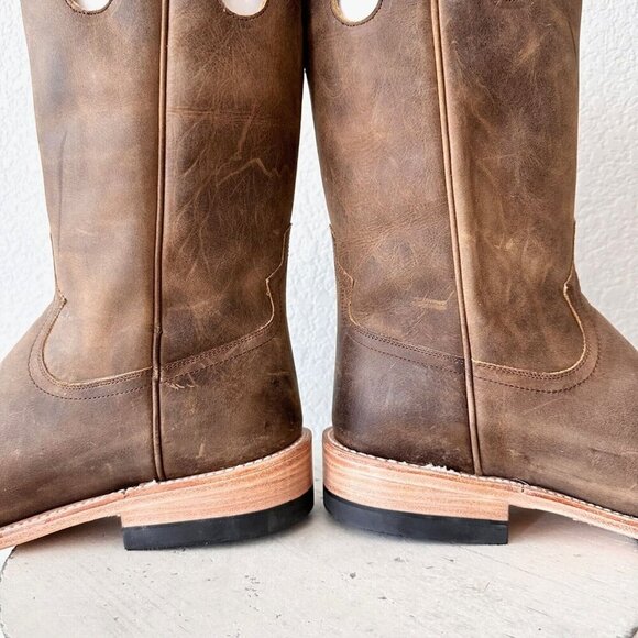 NEW Lane Capitan Mens Cowboy Boots 9D Brown Leather Soles Square Toe Western - Picture 9 of 13